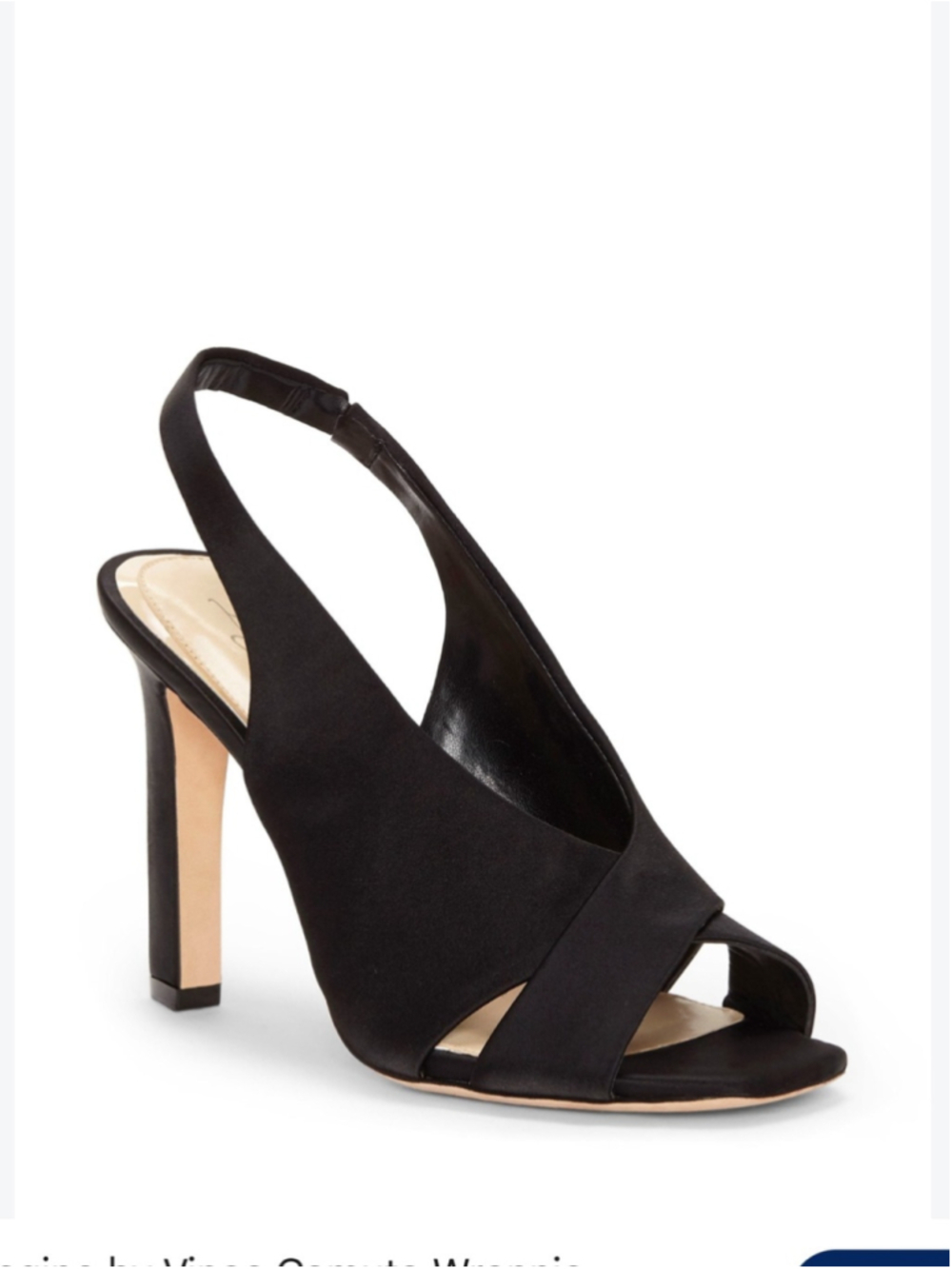 Imagine Vince Camuto Black Satin Slingback Heels Size 10M Open Toe High Heel San